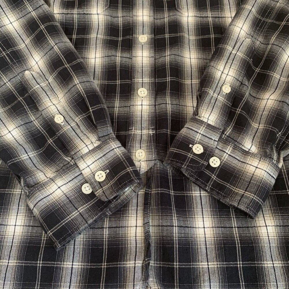 Ralph Lauren plaid flannel shirt Womens Medium‎ Black Cream Lauren Jeans Cotton - Picture 8 of 12